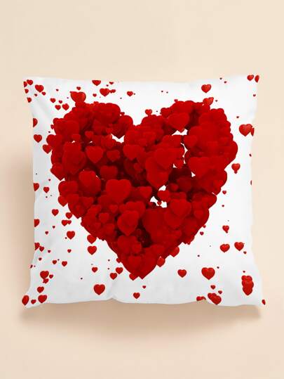 غطاء وسادة مطبوع عليه قلب عيد الحب، غطاء وسادة رمي رومانسي لغرفة المعيشة، إدراج وسادة غير متضمن، ديكور المنزل