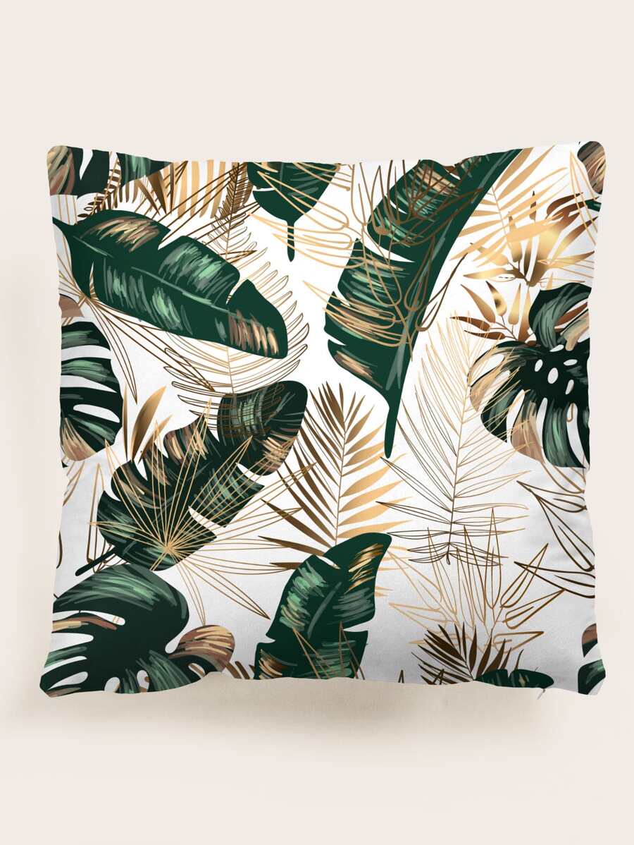 Leaf Print Cushion Cover Without Filler, Modern Throw Pillow Case, Pillow Insert Not Include, For Sofa, Living Room - Multicolor - View 1