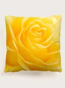Rose Print Cushion Cover Without Filler, Modern Throw Pillow Case, Pillow Insert Not Include, For Sofa, Living Room - Yellow - View 1