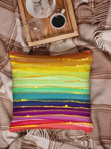 Rainbow Stripe Pattern Cushion Cover Without Filler, Modern Throw Pillow Case, Pillow Insert Not Include, For Sofa, Living Room