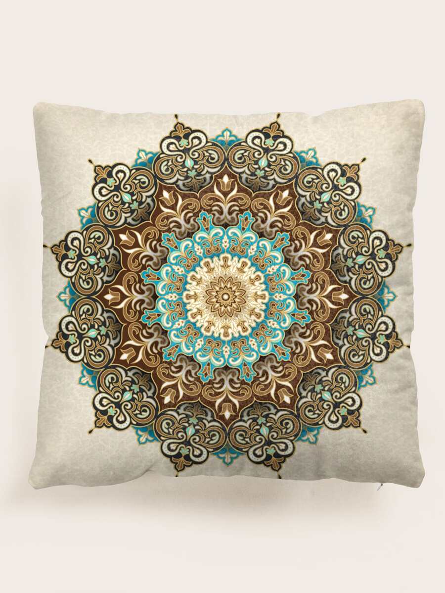 Mandala Print Cushion Cover, Polyester Throw Pillow Case, Pillow Insert Not Include, For Sofa, Home Decor - Multicolor - View 1