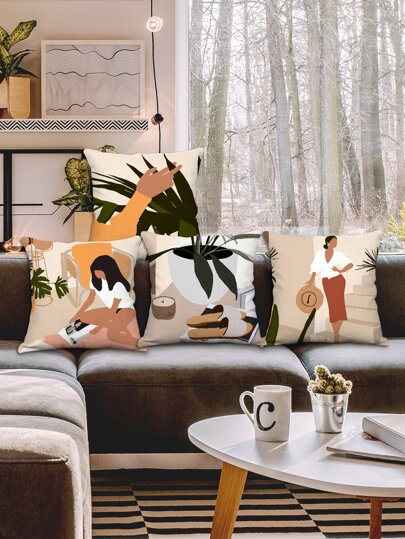 غطاء وسادة بطباعة فتاة بدون حشو - 1 قطعة