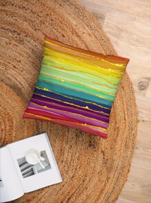 Rainbow Stripe Pattern Cushion Cover Without Filler, Modern Throw Pillow Case, Pillow Insert Not Include, For Sofa, Living Room