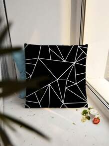 1pc Geometric Print Cushion Cover, Modern Throw Pillow Case, Pillow Insert Not Include, For Sofa, Home Decor