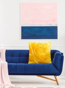 Rose Print Cushion Cover Without Filler, Modern Throw Pillow Case, Pillow Insert Not Include, For Sofa, Living Room - Yellow - View 3