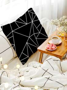 1pc Geometric Print Cushion Cover, Modern Throw Pillow Case, Pillow Insert Not Include, For Sofa, Home Decor