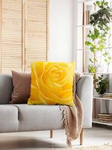Rose Print Cushion Cover Without Filler, Modern Throw Pillow Case, Pillow Insert Not Include, For Sofa, Living Room - Yellow - View 7