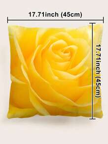 Rose Print Cushion Cover Without Filler, Modern Throw Pillow Case, Pillow Insert Not Include, For Sofa, Living Room - Yellow - View 8