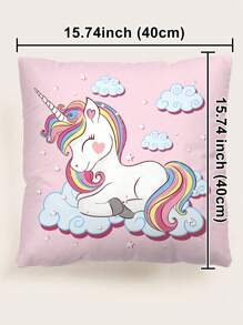 獨角獸印花靠墊套不附帶墊芯 - 粉色 - 查看 8