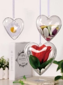 5pcs Heart Design Clear Gift Wrapping Box, Plastic Creative Gift Box For Wedding - White - View 1