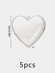 5pcs Heart Design Clear Gift Wrapping Box, Plastic Creative Gift Box For Wedding - White - View 2