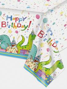 1入組恐龍和標語圖案一次性桌布 - 彩色 - 查看 2