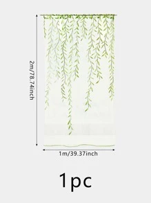 1pc Polyester Sheer Panel Curtain, Leaf Pattern Light Filtering Privacy Sheer Curtain For Home - Multicolor - View 3