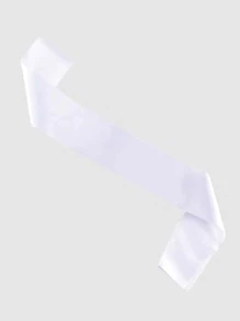 1pc Solid Color Party Sash, White Polyester Blank Shoulder Strap For Party, Back To School Valentine Day - White - View 2