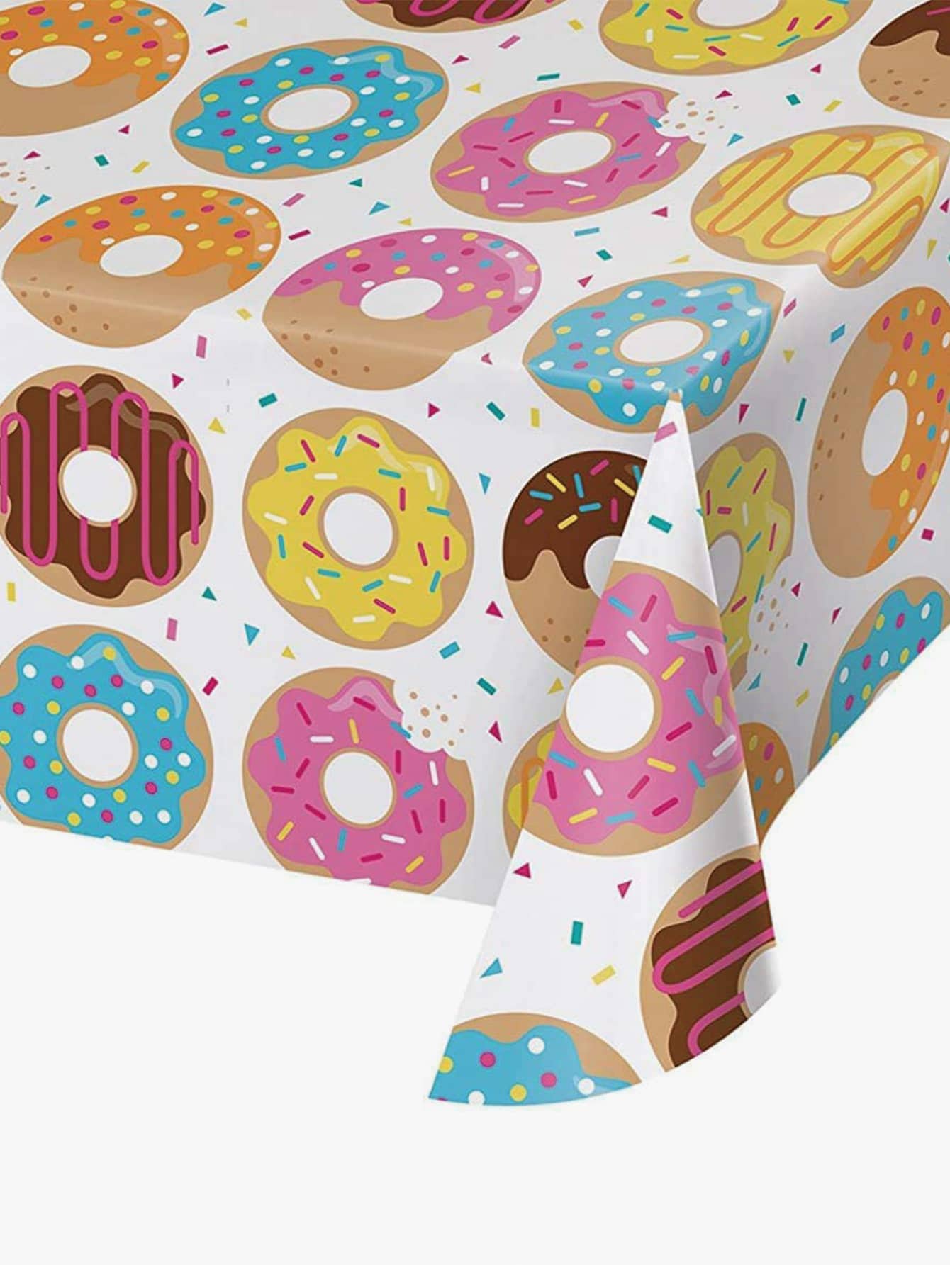 1pc Disposable Tablecloth, Cute Donut Print Tablecloth