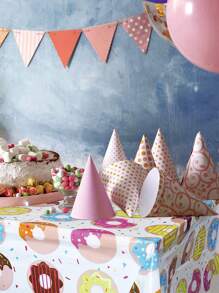 1pc Disposable Tablecloth, Cute Donut Print Tablecloth