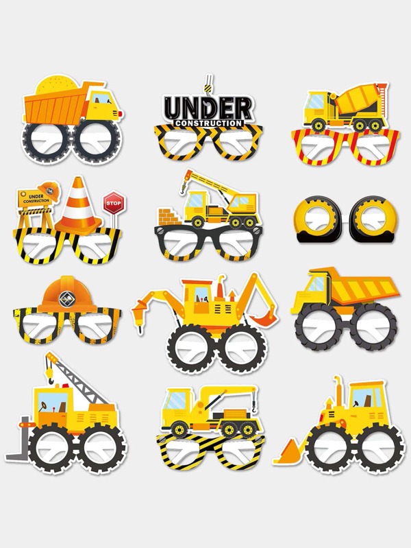 12pcs Excavator Design Party Glasses