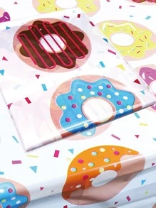 1pc Disposable Tablecloth, Cute Donut Print Tablecloth