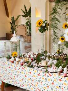 Dinosaur Print Disposable Tablecloth, Cartoon Plastic Disposable Table Cover For Birthday Party, Back To School Valentine Day