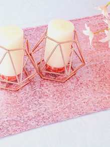 1 tấm thảm trải bàn dùng một lần trang trí bằng sequin, trang trí bàn dùng một lần màu hồng cho tiệc, Giáng sinh - Hồng - Xem 2