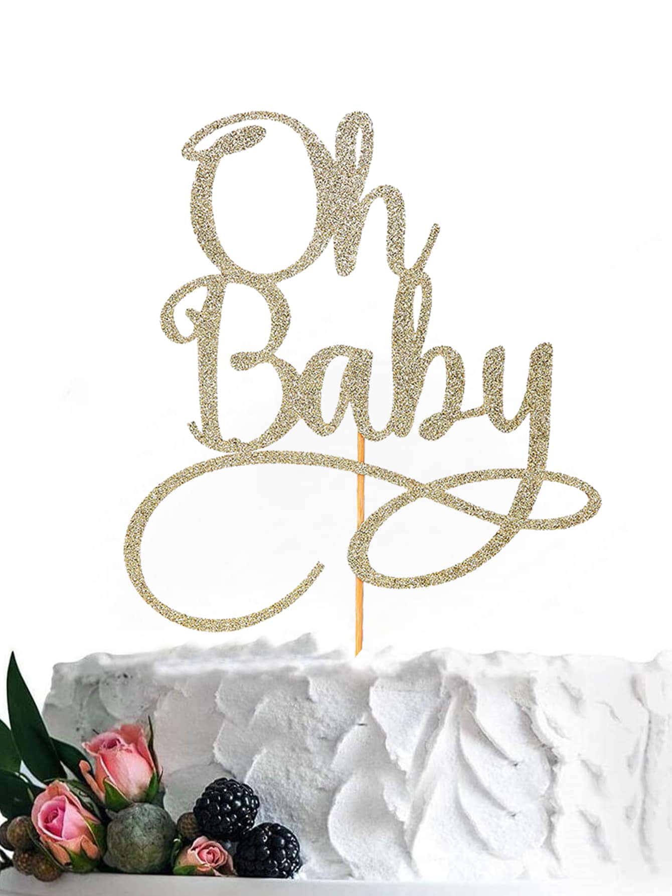 金屬亮絲字母圖案蛋糕裝飾 - 金色 - 查看 1