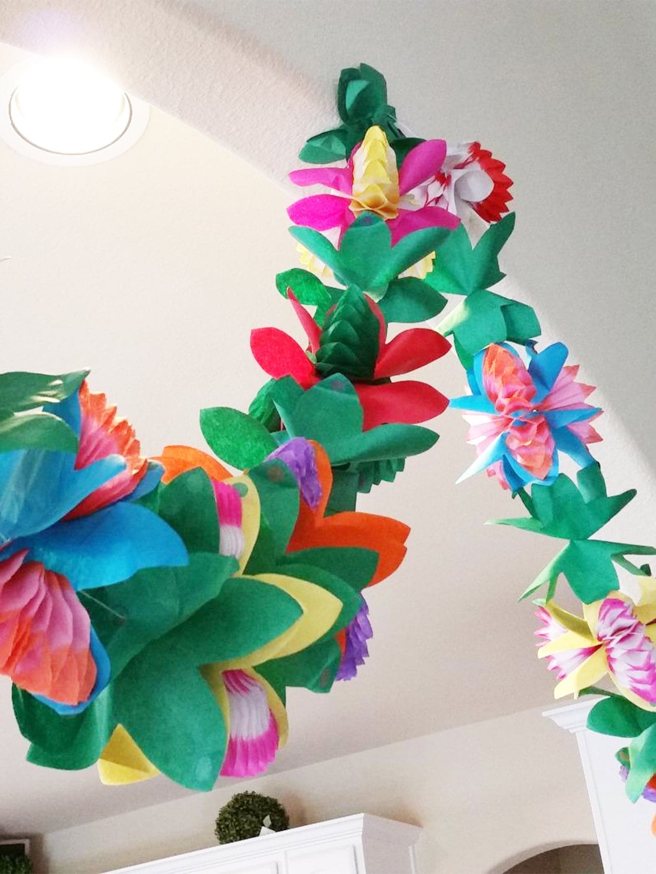 1pc Flower Design Garland, Boho Color Block Flower Design Hanging Garland For Party - Multicolor - View 1
