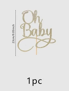 金屬亮絲字母圖案蛋糕裝飾 - 金色 - 查看 3