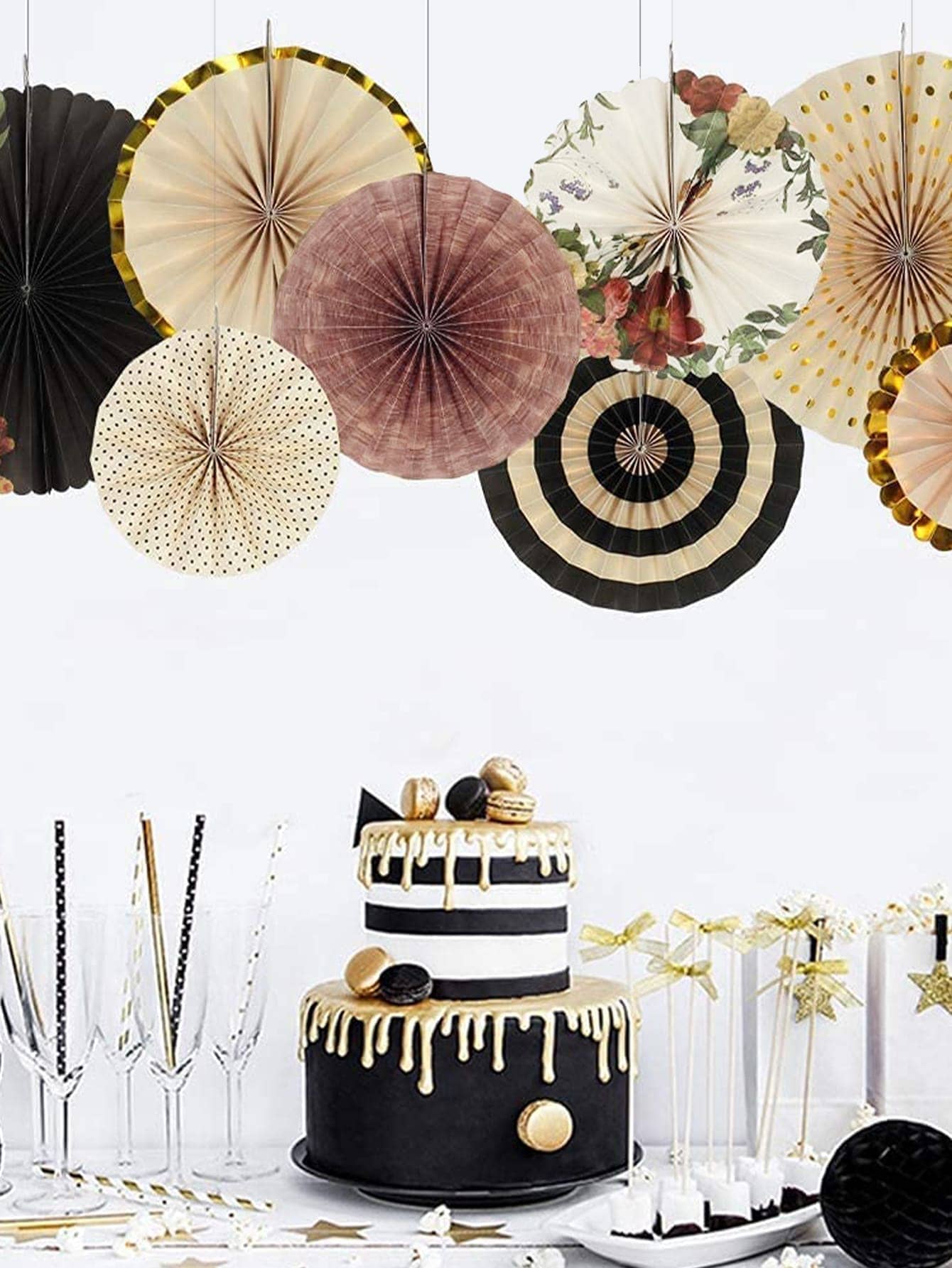 8 chiếc Quạt giấy treo bên - Nhiều màu - Xem 1