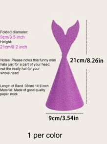 6入組魚尾尾巴造型生日帽 - 彩色 - 查看 2