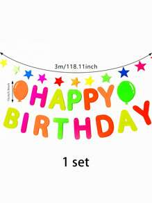 1入組生日派對裝飾拉旗 - 彩色 - 查看 3
