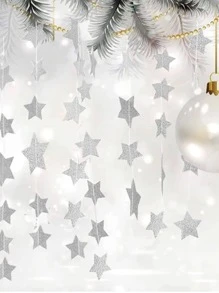 1 Dây Trang Trí Ngôi Sao, Hiện Đại Lấp Lánh Chi Tiết Ngôi Sao Trang Trí Treo Vòng Hoa Trang Trí Tiệc - Bạc - Xem 2