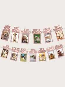 1st Birthday  Photo Banner For Newborn To 12 Months, Monthly Milestone Photograph Bunting Garlan - Rose Gold - View 1