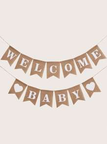 1set-Neutral Gender Gift Decoration, Suitable For Both Boys And Girls, Rustic Burlap Welcome Banner - Khaki - View 1