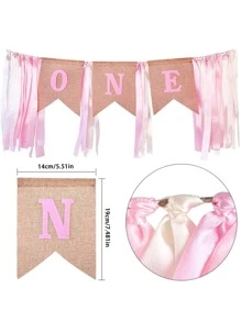 1pc 1st Birthday  Decorations  ONE Banner - Pink - View 3