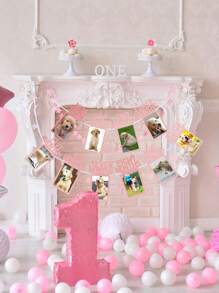 1st Birthday  Photo Banner For Newborn To 12 Months, Monthly Milestone Photograph Bunting Garlan - Rose Gold - View 4