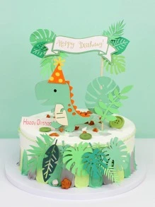 4入組卡通恐龍蛋糕裝飾 - 彩色 - 查看 1