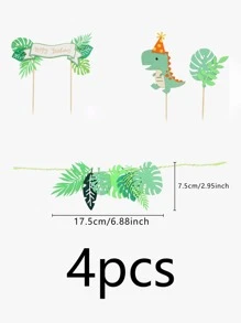 4入組卡通恐龍蛋糕裝飾 - 彩色 - 查看 3