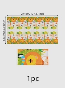 1入組卡通動物圖案一次性桌布 - 彩色 - 查看 3