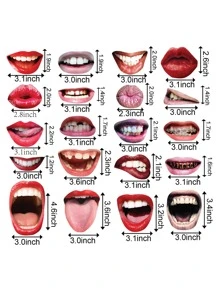 20Pcs Party Photo Booth Props,Fun Lips Mouth Photo Booth Props Handheld Party Selfie Photo Props For Kids Women, Birthday Weddings Graduation Party Supplies Photo Props,Christmas - Multicolor - View 4