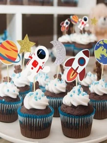 6入組外太空蛋糕裝飾 - 彩色 - 查看 2