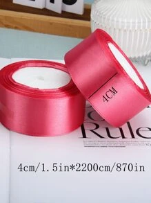 Cuộn ruy băng satin rộng 4cm, 25 yard, ruy băng nơ trang trí gói quà cho hoa, bánh, đám cưới, tiệc tùng, vật liệu thủ công hoa hồng tự làm - Màu Hồng Tươi - Xem 2