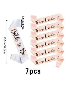 7入組白色Bride To Be腰帶和6條腰帶單身派對用品，帶有閃亮的玫瑰金色字體，單身派對腰帶，伴娘腰帶，適用於新娘派對和婚禮，婚禮用品，節日配件