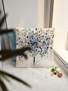 1pc Tree Print Cushion Cover Without Filler,Boho Polyester Washable Decorative Square Pillowcase For Home Decoration - Multicolor - View 5