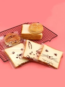 50pcs Cartoon Transparent Packaging Bag, Cute Self-Adhesive Sliced Toast Bag For Baking Wedding Party Gift Bags