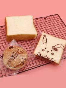 50pcs Cartoon Transparent Packaging Bag, Cute Self-Adhesive Sliced Toast Bag For Baking Wedding Party Gift Bags