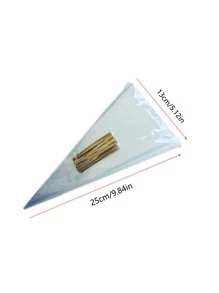 50 个/批 DIY 糖果袋、婚礼礼物生日派对装饰、甜美玻璃纸透明锥形储存带扭带学校用品食品袋食品盒适用于糖果巧克力饼干等。 - 無色 - 查看 2