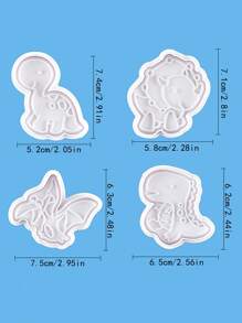 4 piezas Molde de galleta con diseño de dinosaurio - Blanco - Ver 5