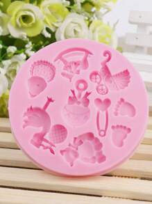 1 molde de diseño de dibujos animados, molde de chocolate redondo rosa de dibujos animados para hornear fondant con formas de lazo para decoración de pasteles, adornos para magdalenas, dulces, pasta de goma rosa - Rosa - Ver 3