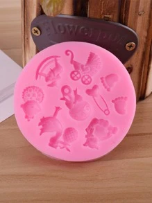 1 molde de diseño de dibujos animados, molde de chocolate redondo rosa de dibujos animados para hornear fondant con formas de lazo para decoración de pasteles, adornos para magdalenas, dulces, pasta de goma rosa - Rosa - Ver 4