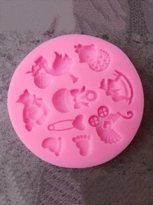 1 molde de diseño de dibujos animados, molde de chocolate redondo rosa de dibujos animados para hornear fondant con formas de lazo para decoración de pasteles, adornos para magdalenas, dulces, pasta de goma rosa - Rosa - Ver 5